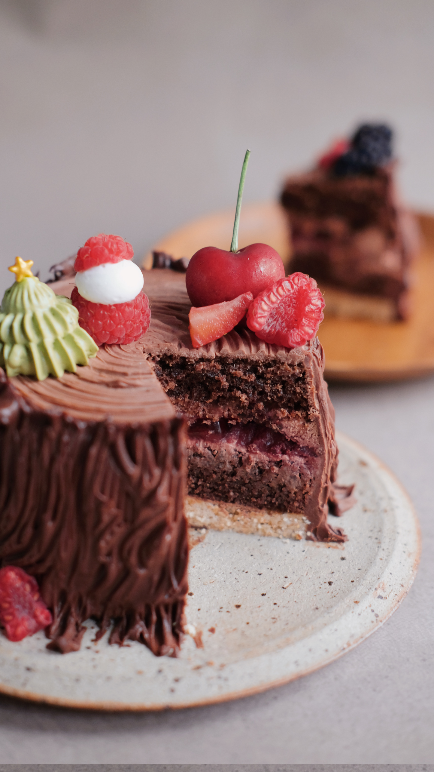 ⏐聖誕限定款⏐純素黑朱古力車厘子木頭蛋糕